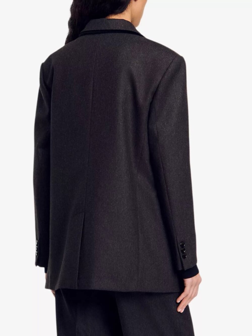 Sandro Petra Lapel-Collar Single-Breasted Pinstripe Wool-Blend Blazer FR 36 US 4 - Picture 2 of 12